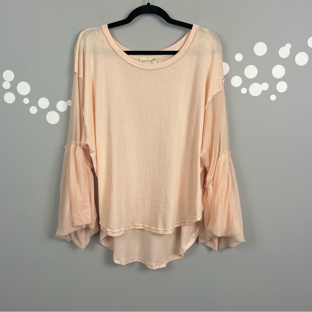Free People Still Got It Mesh Bell Sleeve Oversized Top Size Small